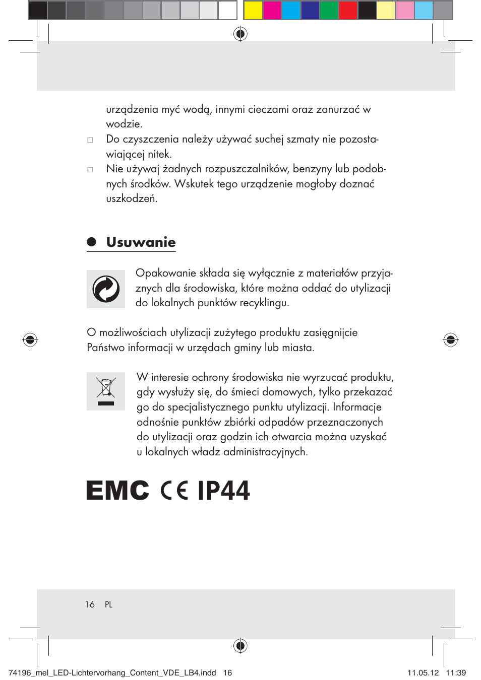 Usuwanie | Melinera Z30171-BS User Manual | Page 16 / 48