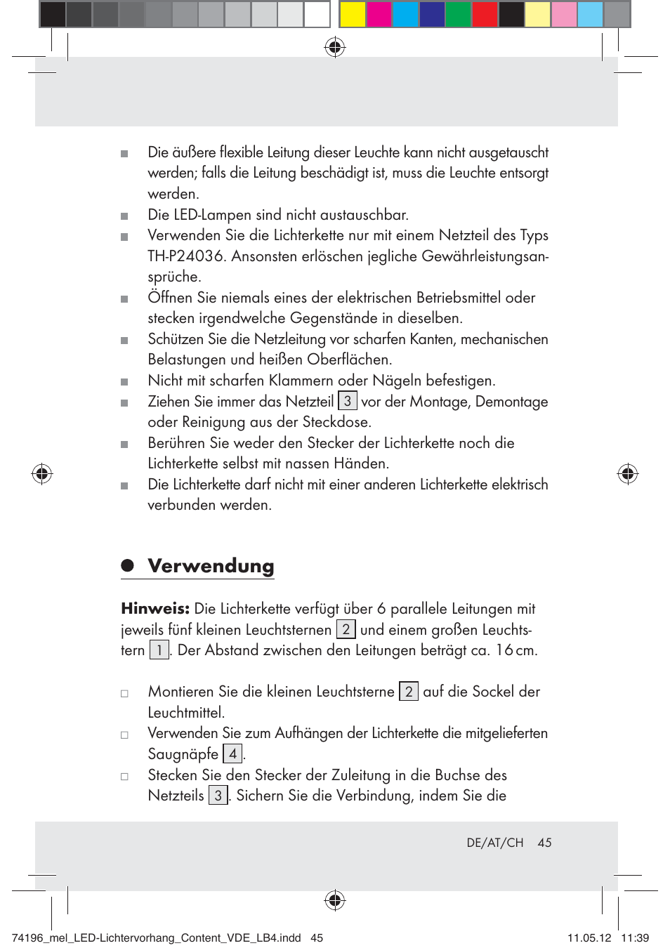 Verwendung | Melinera Z30171-BS User Manual | Page 45 / 48