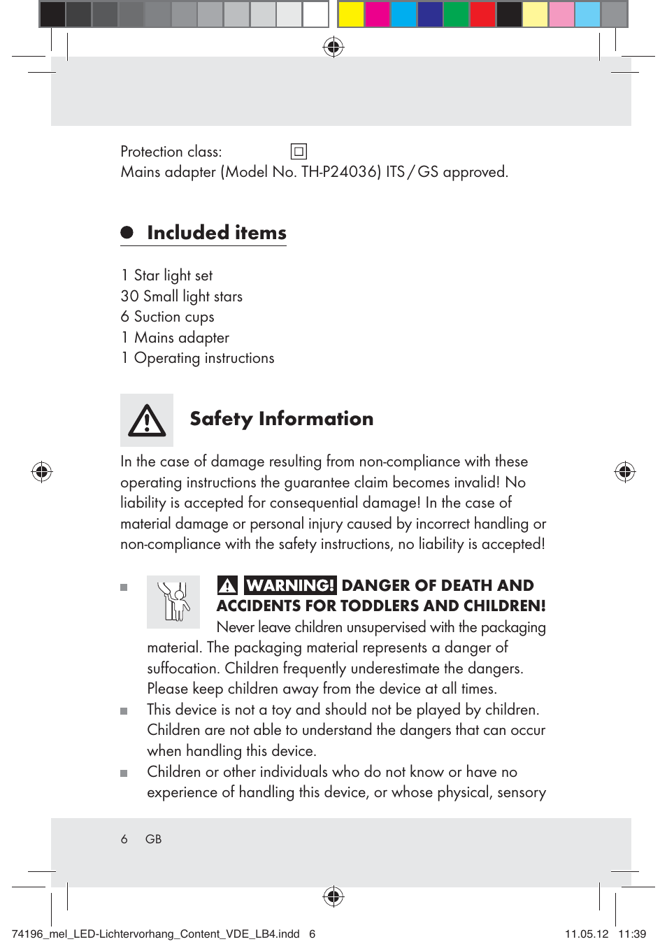 Included items, Safety information | Melinera Z30171-BS User Manual | Page 6 / 48