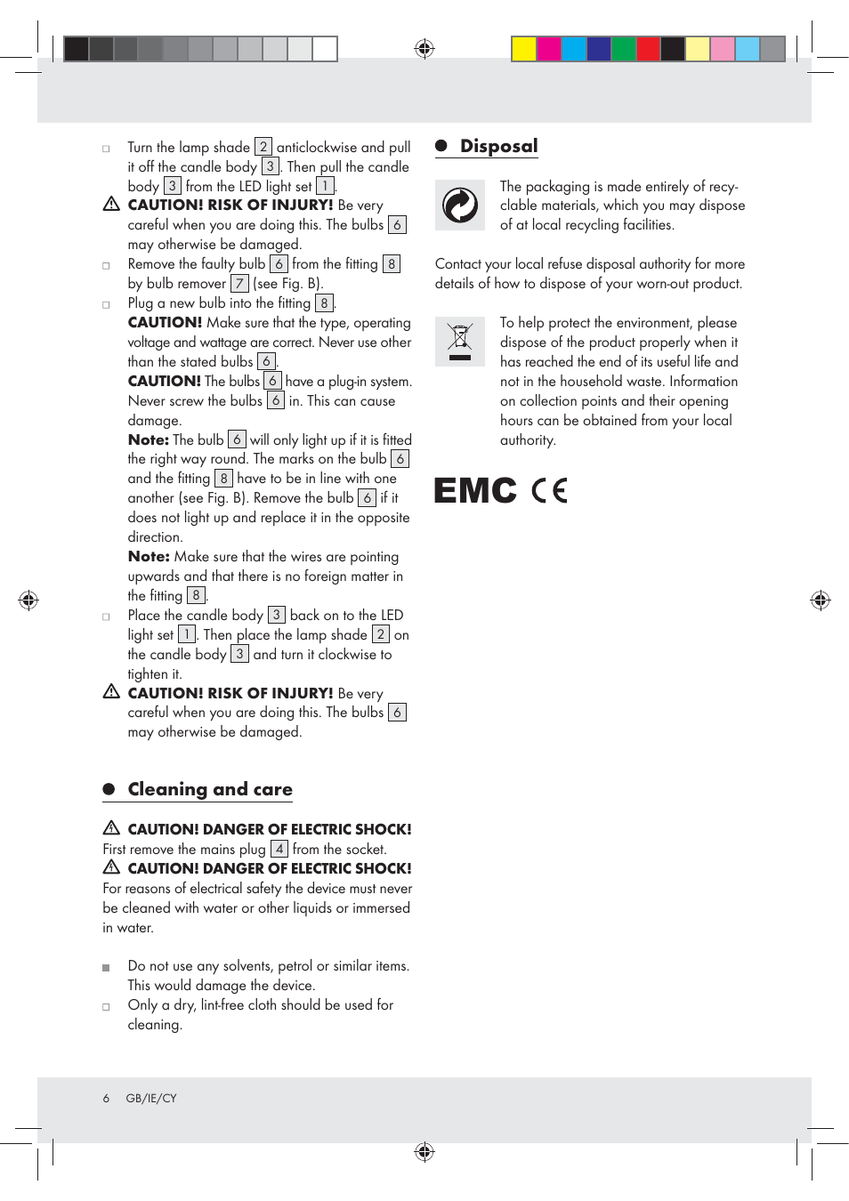 Cleaning and care, Disposal | Melinera Z30233A-BS User Manual | Page 6 / 11