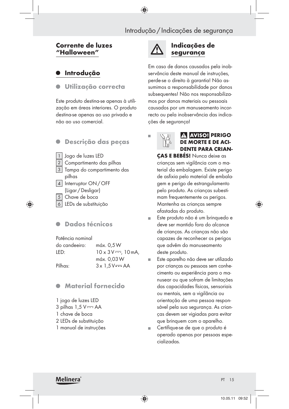 Introdução / indicações de segurança | Melinera Z30905 User Manual | Page 17 / 30