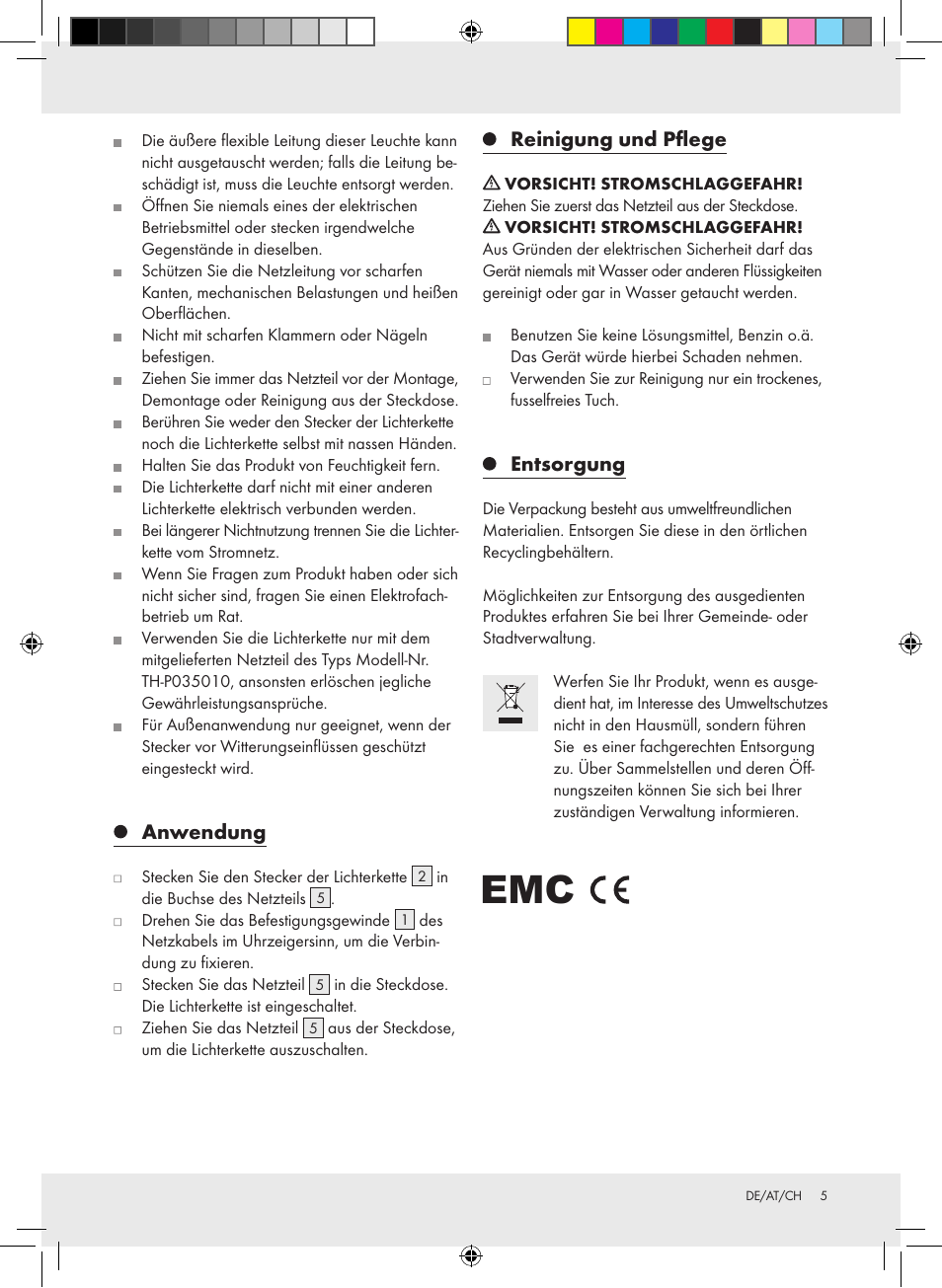 Anwendung, Reinigung und pflege, Entsorgung | Melinera Z30891-BS User Manual | Page 5 / 10