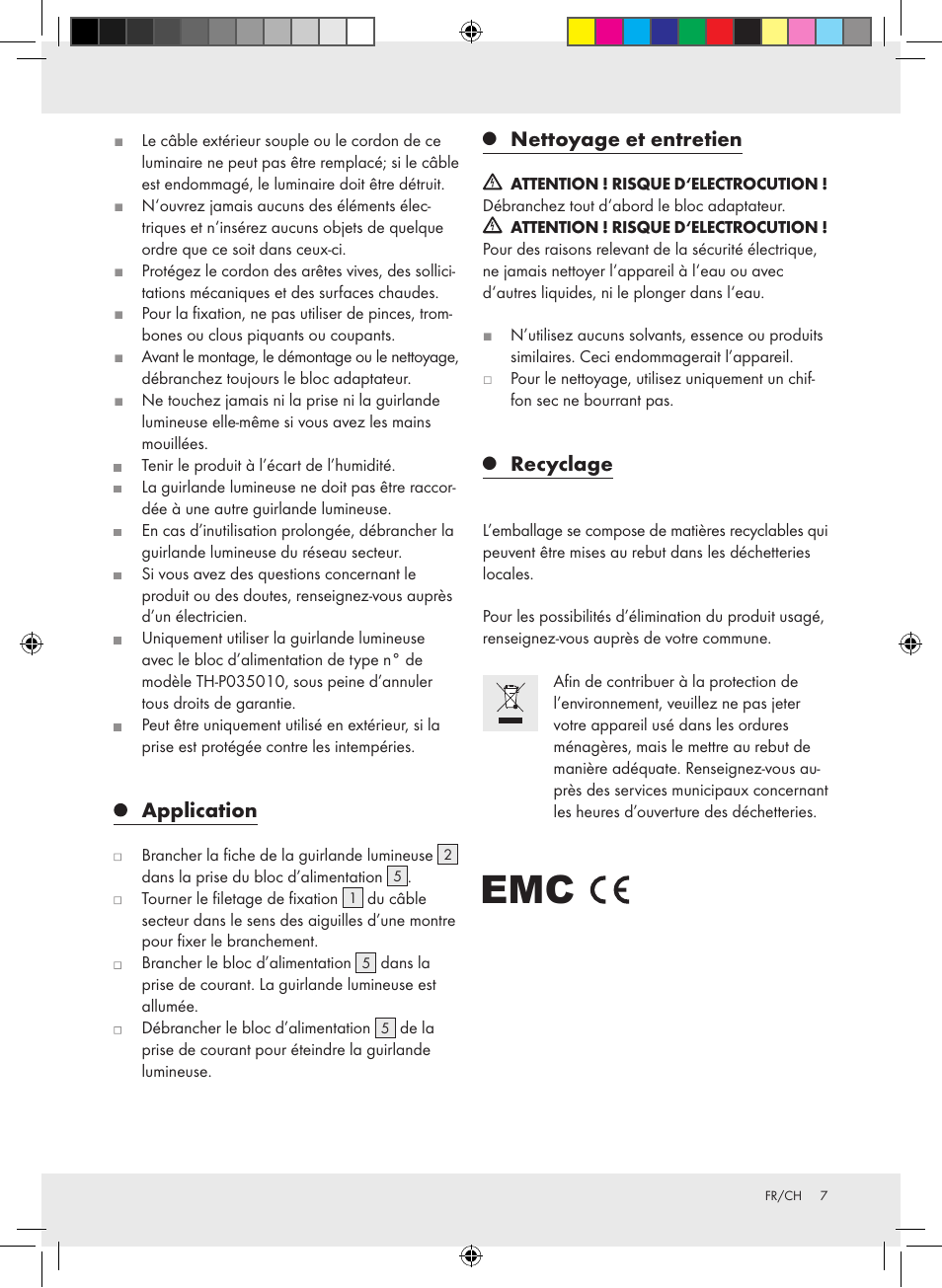 Application, Nettoyage et entretien, Recyclage | Melinera Z30891-BS User Manual | Page 7 / 10