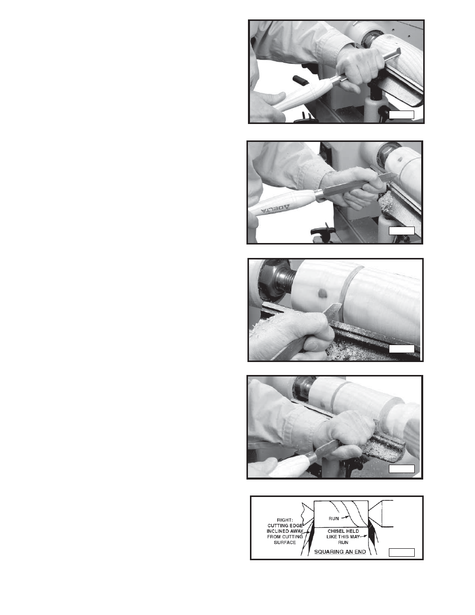 Smoothing a cylinder, Using the parting tool, Squaring an end | Diamond Systems 46-756 User Manual | Page 16 / 24