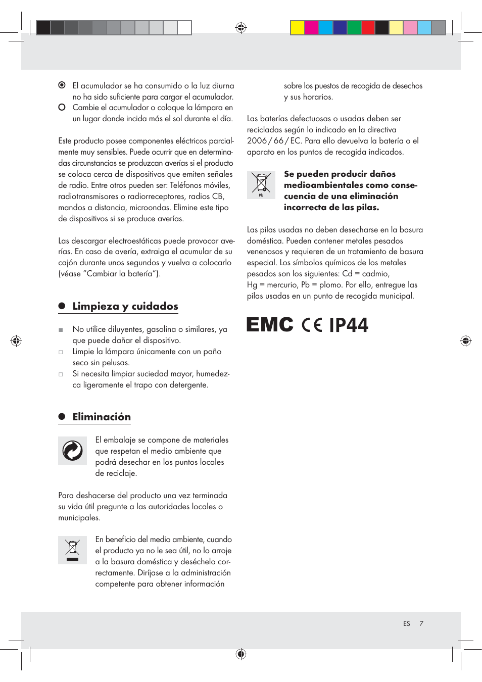 Limpieza y cuidados, Eliminación | Melinera Z30717 User Manual | Page 7 / 24