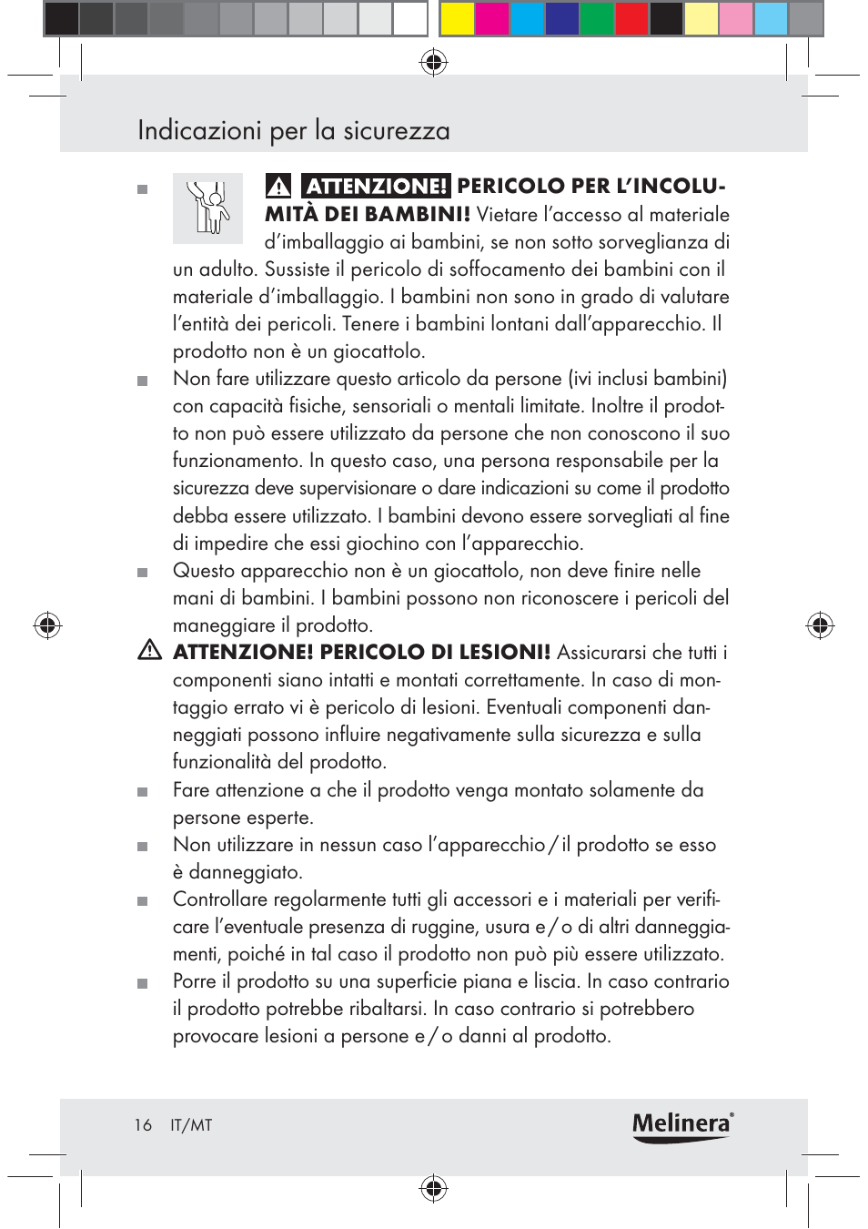 Indicazioni per la sicurezza | Melinera Z30094C-BS User Manual | Page 16 / 56