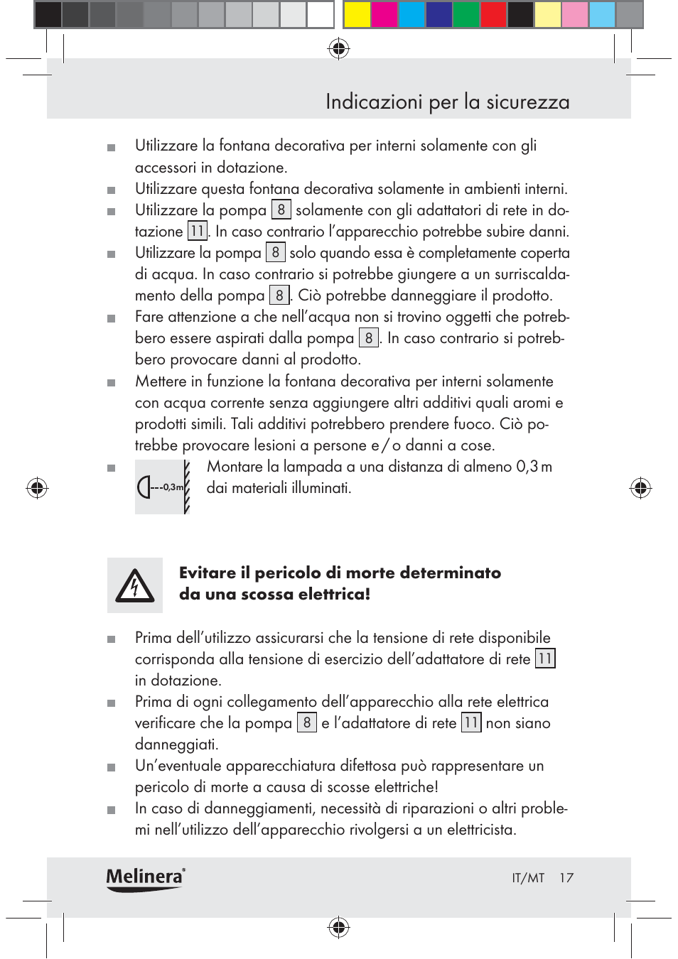 Indicazioni per la sicurezza | Melinera Z30094C-BS User Manual | Page 17 / 56