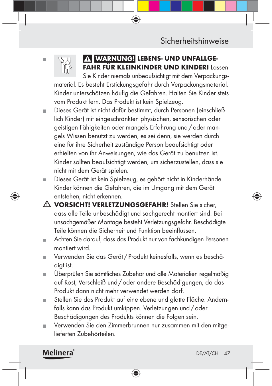 Sicherheitshinweise | Melinera Z30094C-BS User Manual | Page 47 / 56