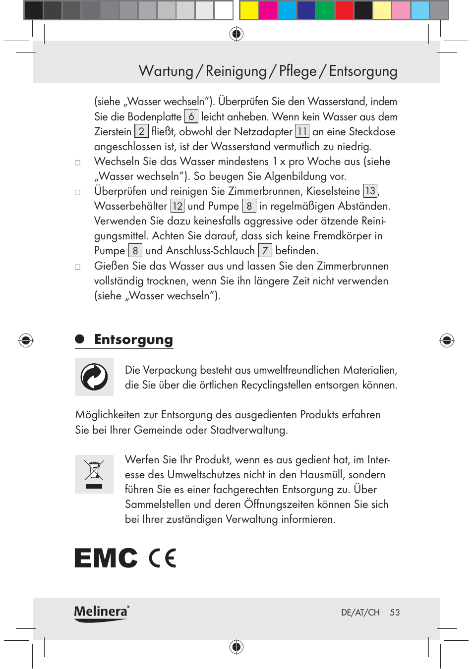 Wartung / reinigung / pflege / entsorgung, Entsorgung | Melinera Z30094C-BS User Manual | Page 53 / 56