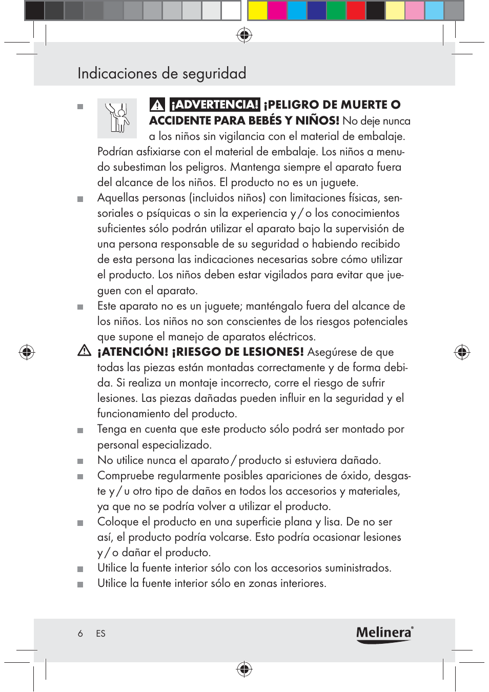 Indicaciones de seguridad | Melinera Z30094C-BS User Manual | Page 6 / 56