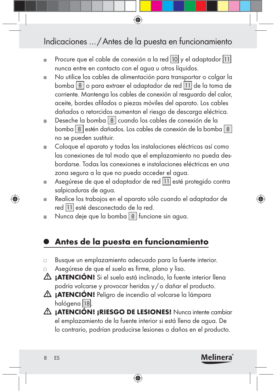Antes de la puesta en funcionamiento | Melinera Z30094C-BS User Manual | Page 8 / 56