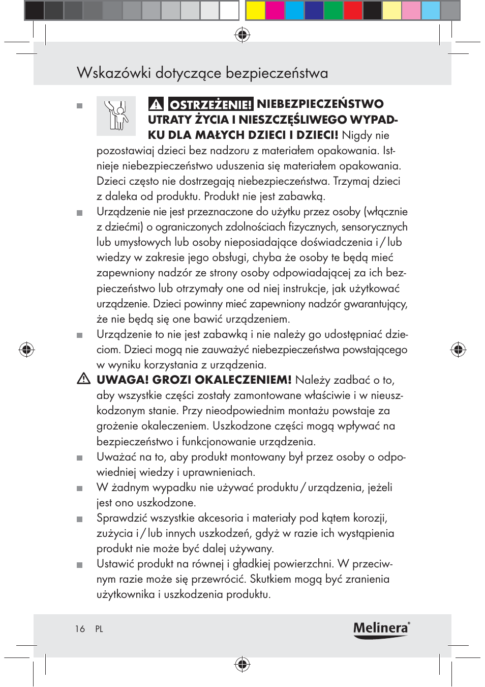 Wskazówki dotyczące bezpieczeństwa | Melinera Z30094C-BS User Manual | Page 16 / 85