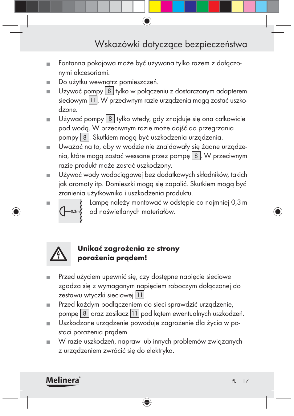 Wskazówki dotyczące bezpieczeństwa | Melinera Z30094C-BS User Manual | Page 17 / 85