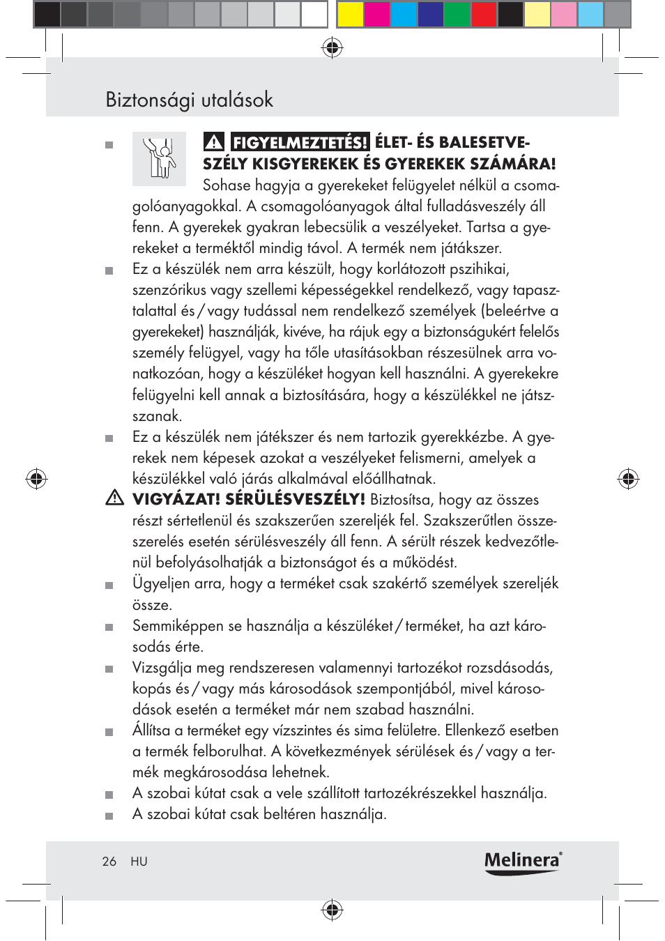 Biztonsági utalások | Melinera Z30094C-BS User Manual | Page 26 / 85