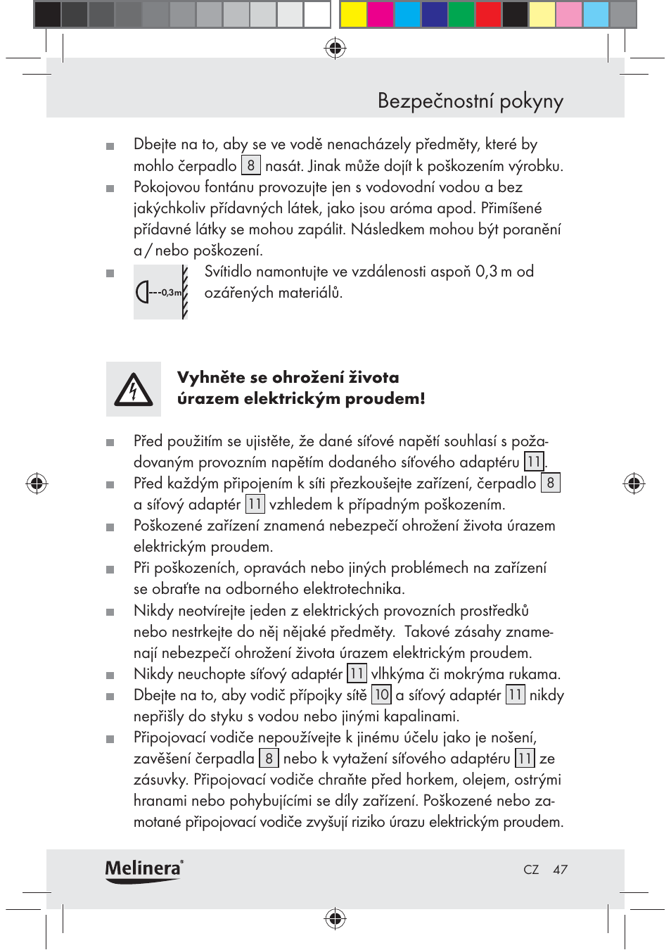 Bezpečnostní pokyny | Melinera Z30094C-BS User Manual | Page 47 / 85