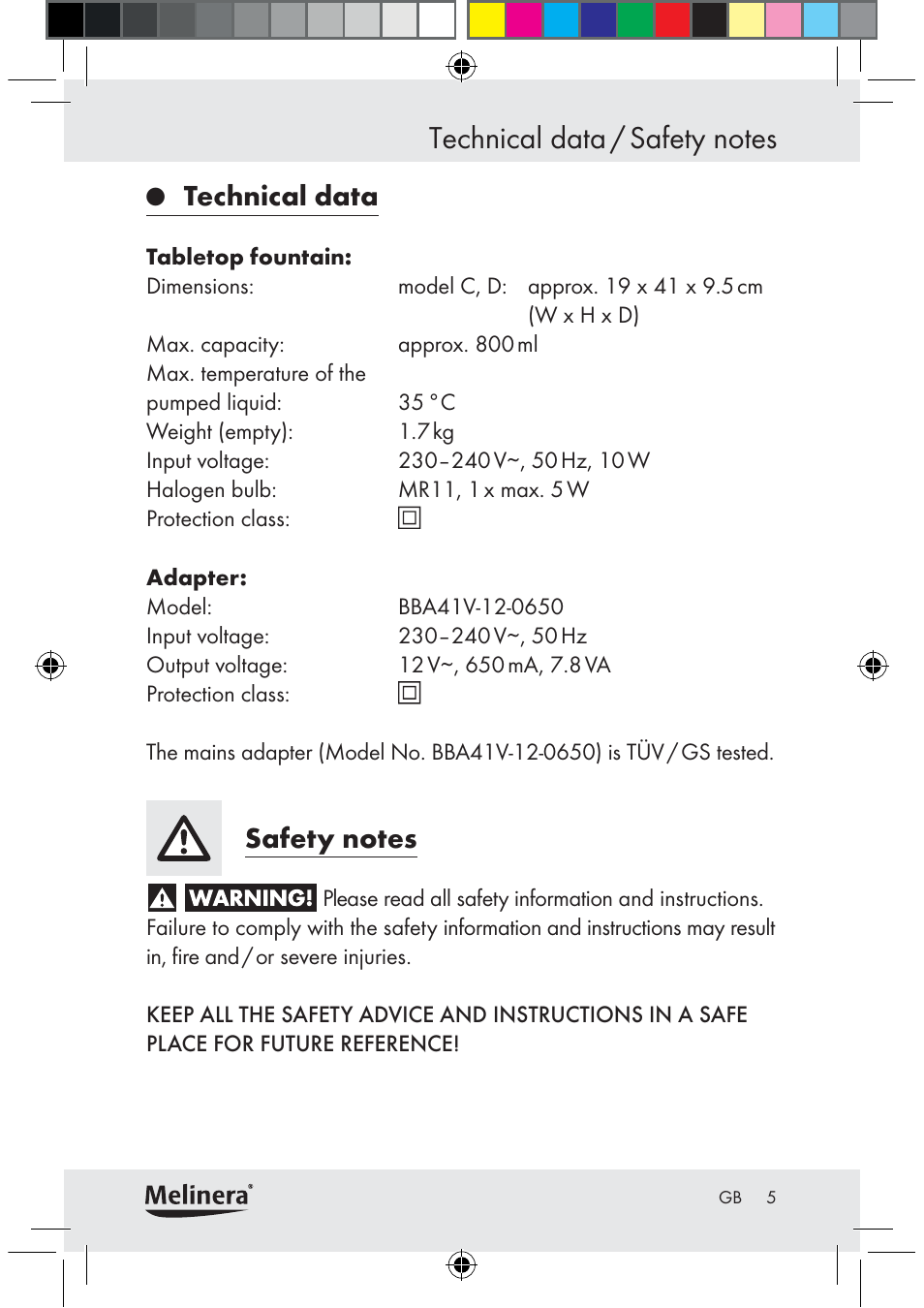 Technical data | Melinera Z30094C-BS User Manual | Page 5 / 85