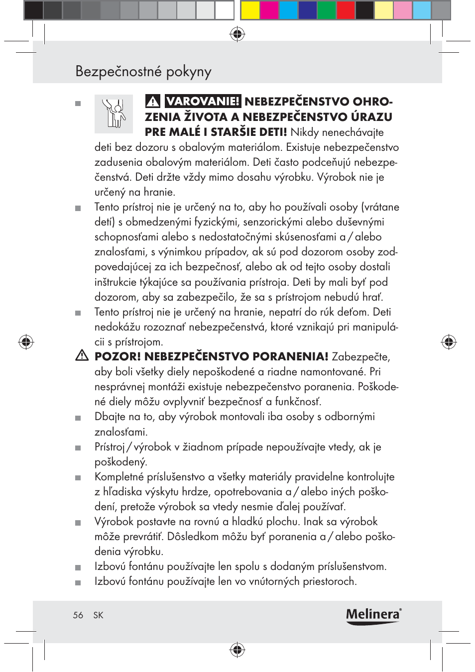 Bezpečnostné pokyny | Melinera Z30094C-BS User Manual | Page 56 / 85