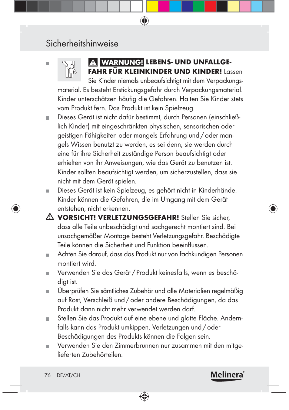 Sicherheitshinweise | Melinera Z30094C-BS User Manual | Page 76 / 85