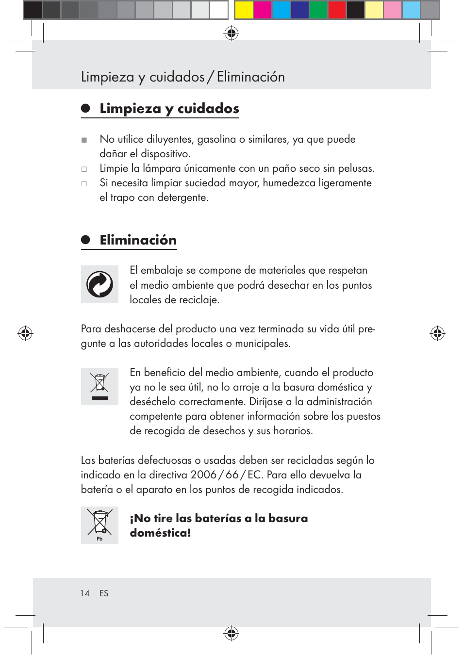 Limpieza y cuidados / eliminación, Limpieza y cuidados, Eliminación | Melinera Z29617 User Manual | Page 14 / 56