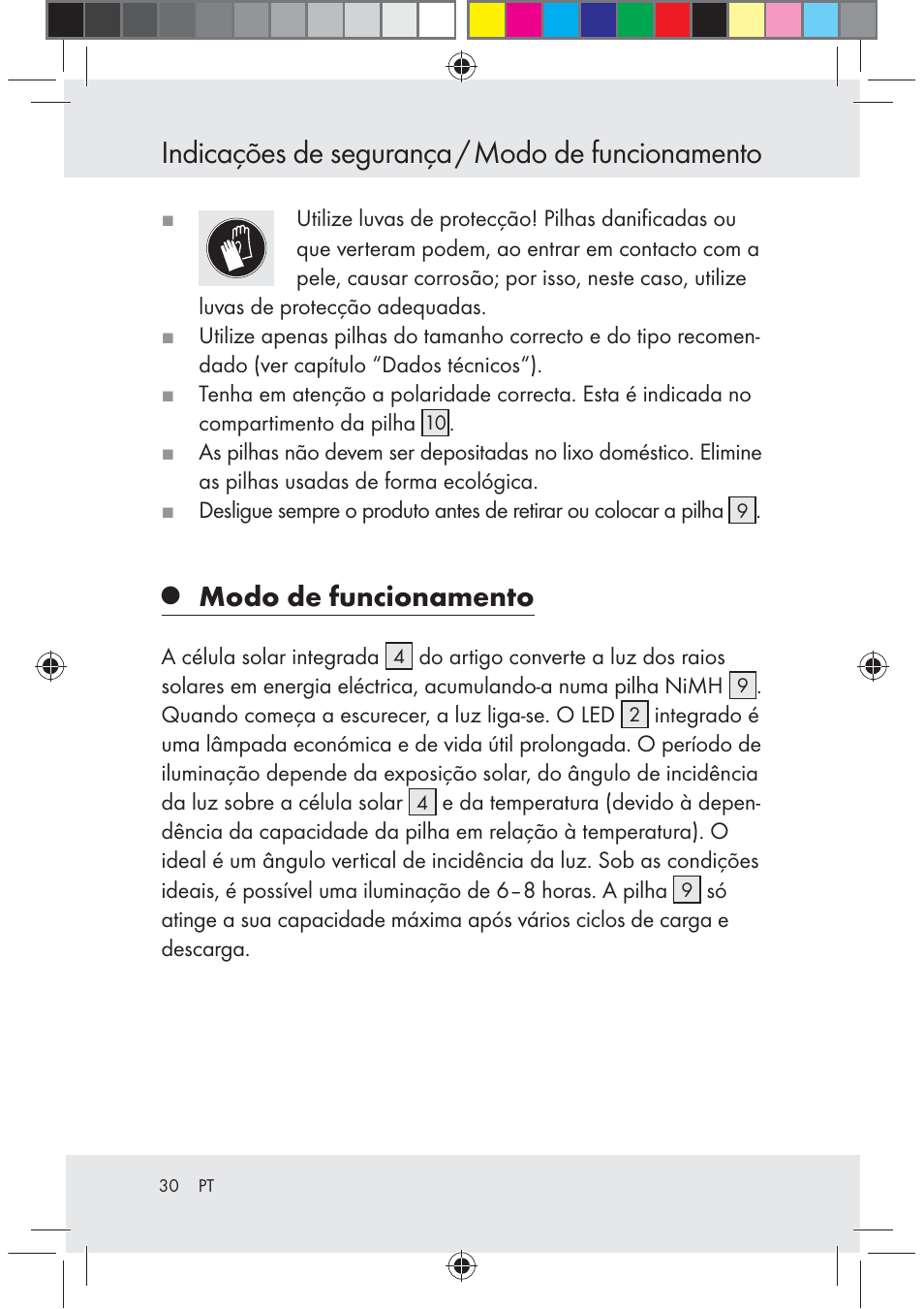 Indicações de segurança / modo de funcionamento, Modo de funcionamento | Melinera Z29617 User Manual | Page 30 / 56