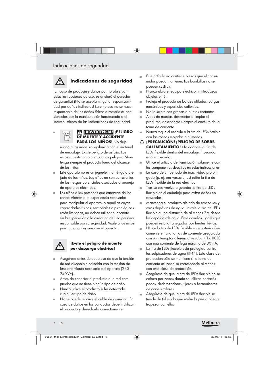 Indicaciones de seguridad | Melinera Z28957 User Manual | Page 2 / 18