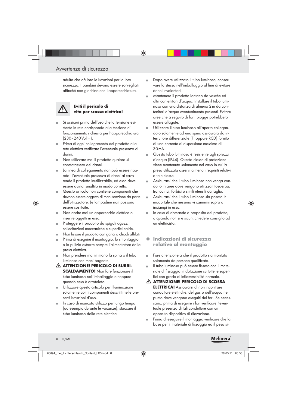 Avvertenze di sicurezza | Melinera Z28957 User Manual | Page 6 / 18