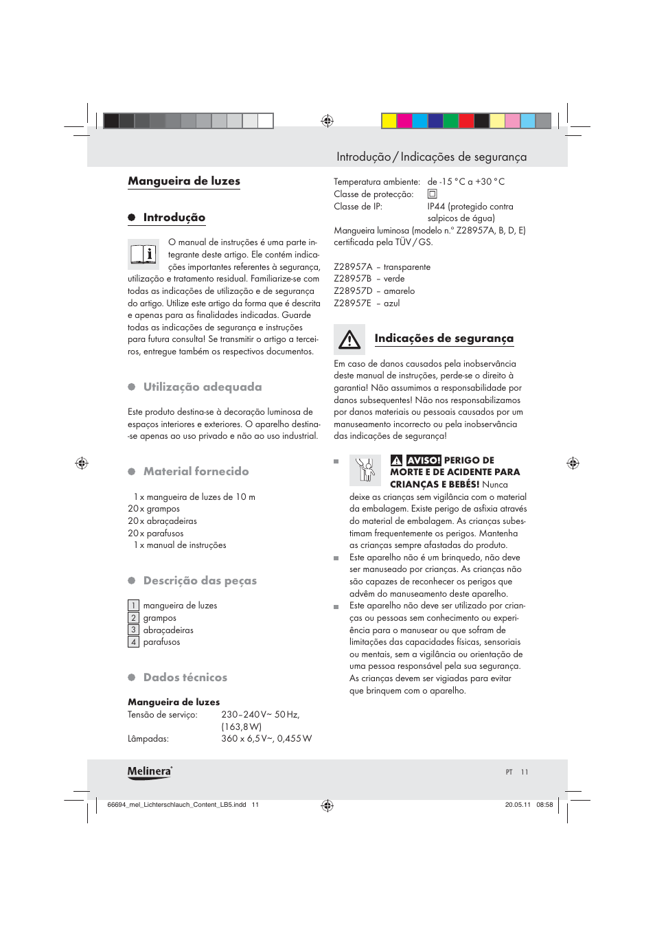 Introdução / indicações de segurança | Melinera Z28957 User Manual | Page 9 / 18