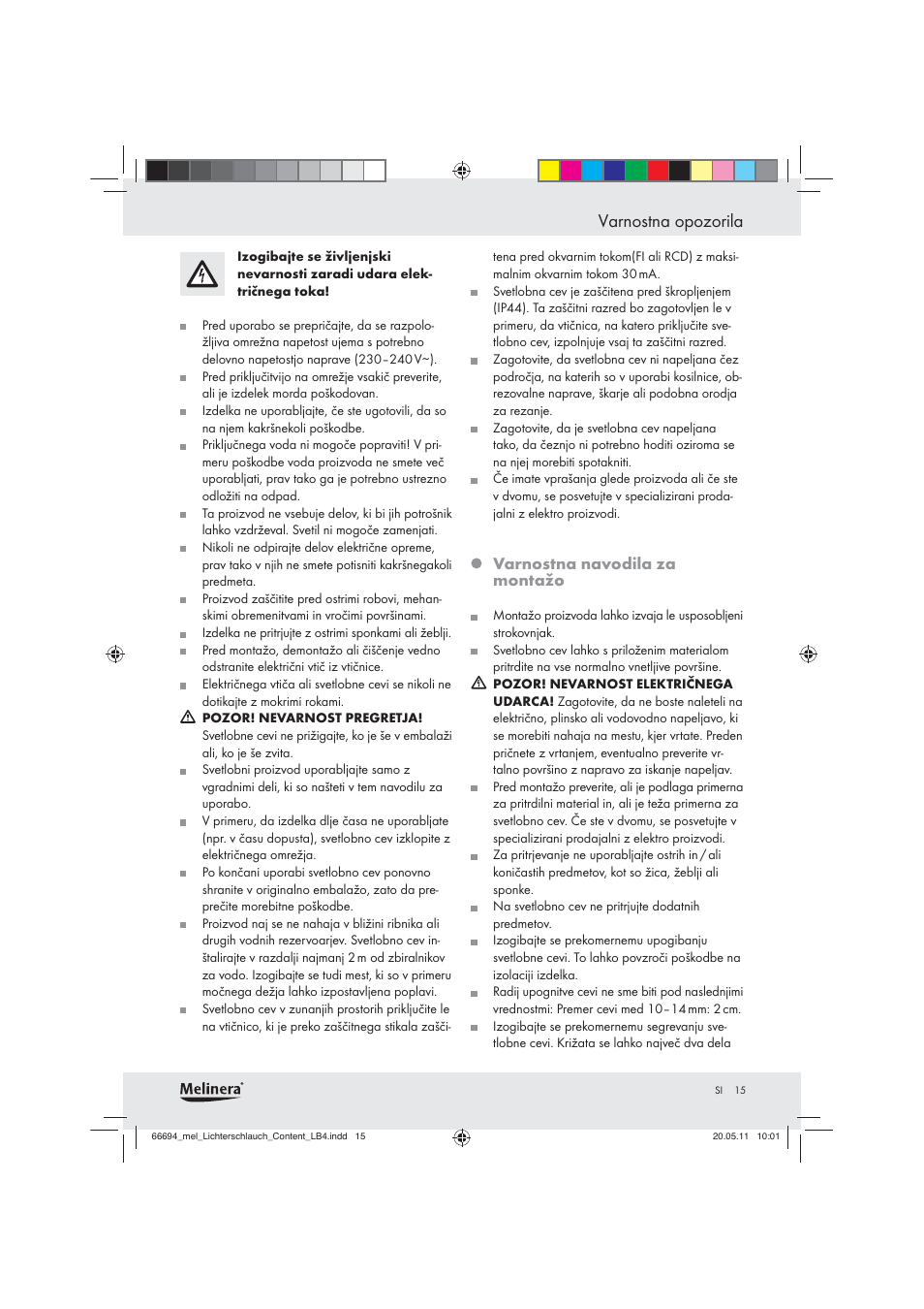 Varnostna opozorila | Melinera Z28957 User Manual | Page 13 / 25