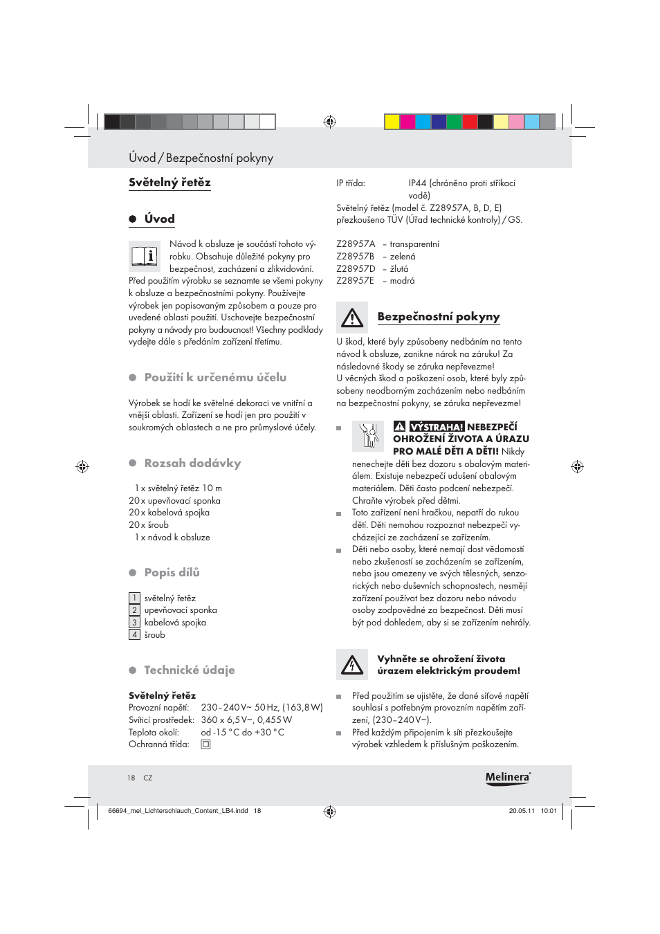 Úvod / bezpečnostní pokyny | Melinera Z28957 User Manual | Page 16 / 25