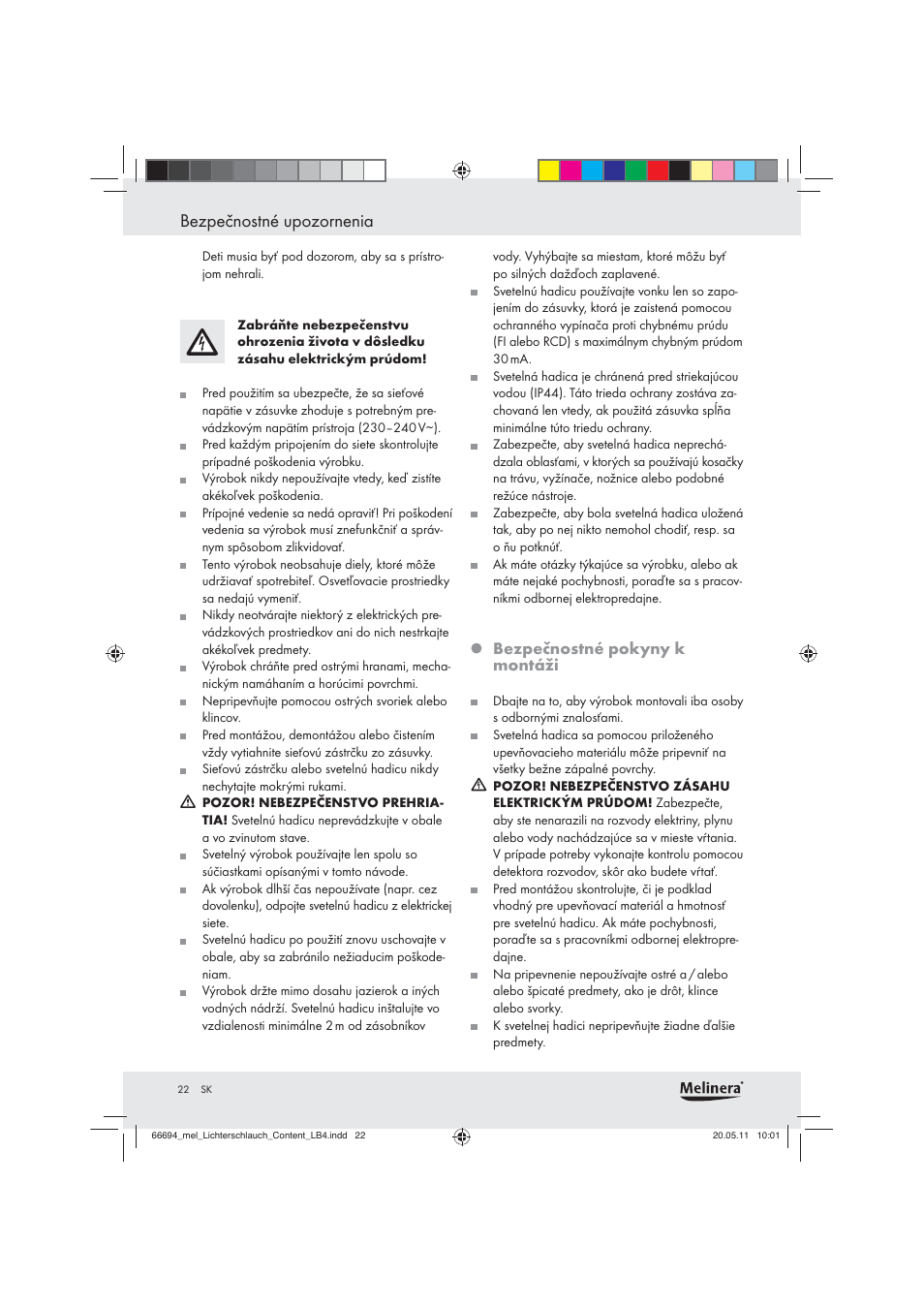 Bezpečnostné upozornenia | Melinera Z28957 User Manual | Page 20 / 25