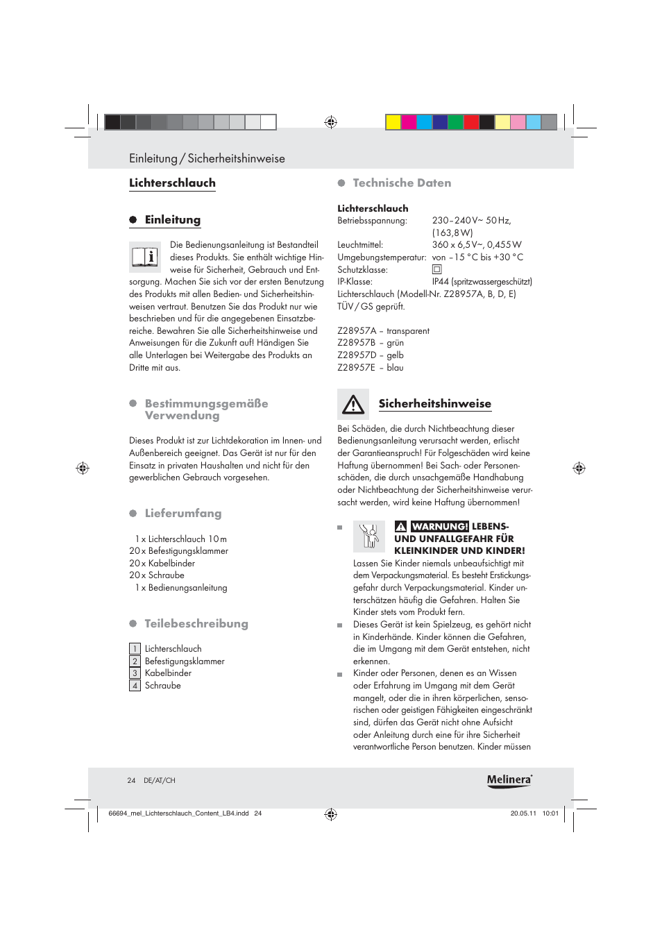 Einleitung / sicherheitshinweise | Melinera Z28957 User Manual | Page 22 / 25