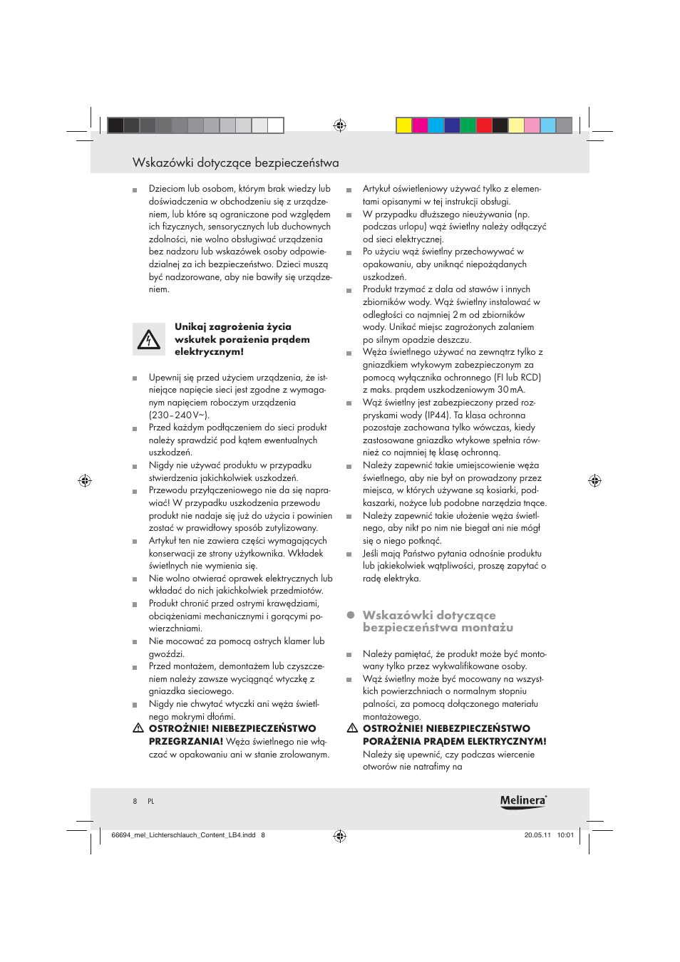 Wskazówki dotyczące bezpieczeństwa | Melinera Z28957 User Manual | Page 6 / 25