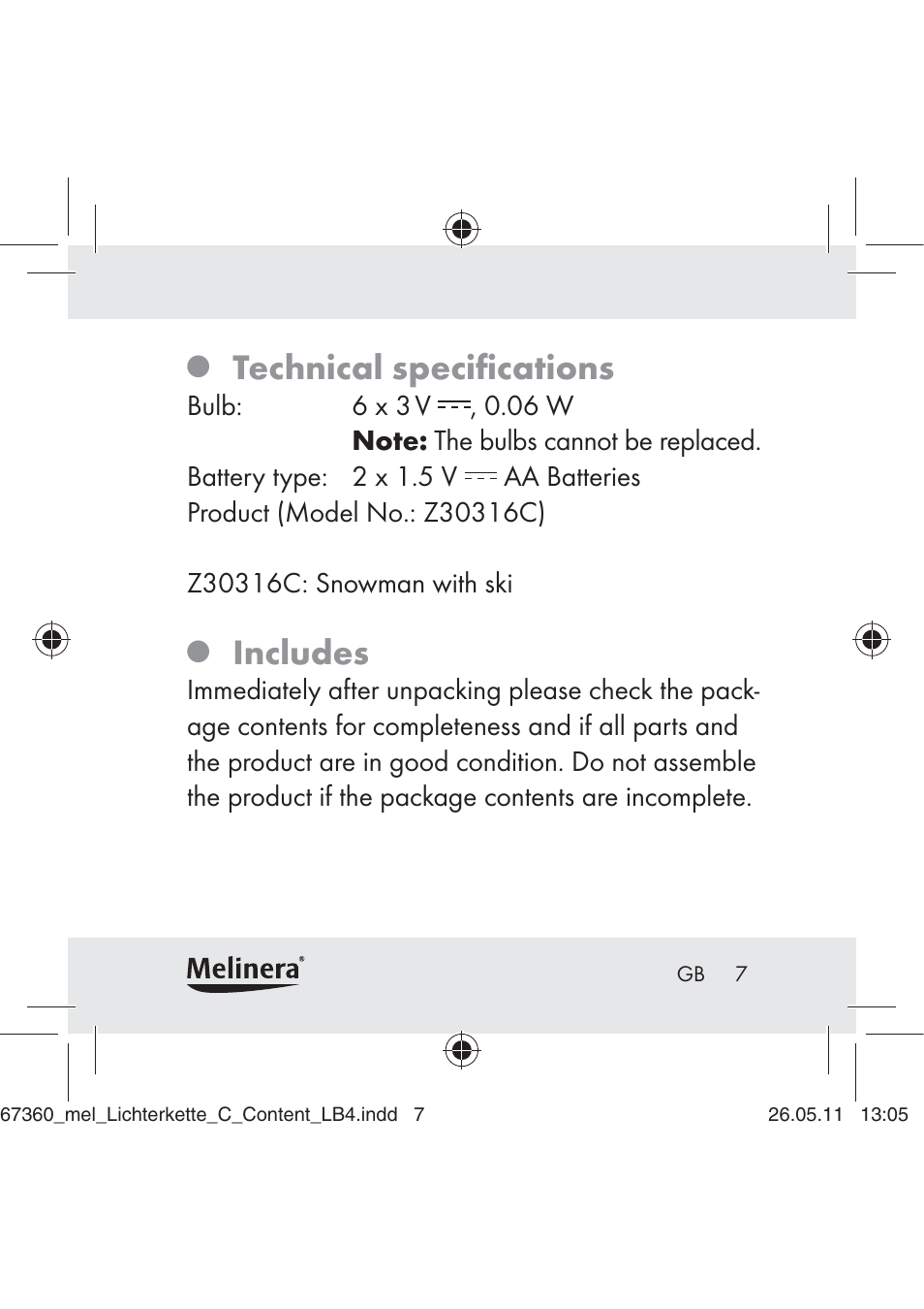 Technical speciﬁcations, Includes | Melinera Z30316C User Manual | Page 5 / 98