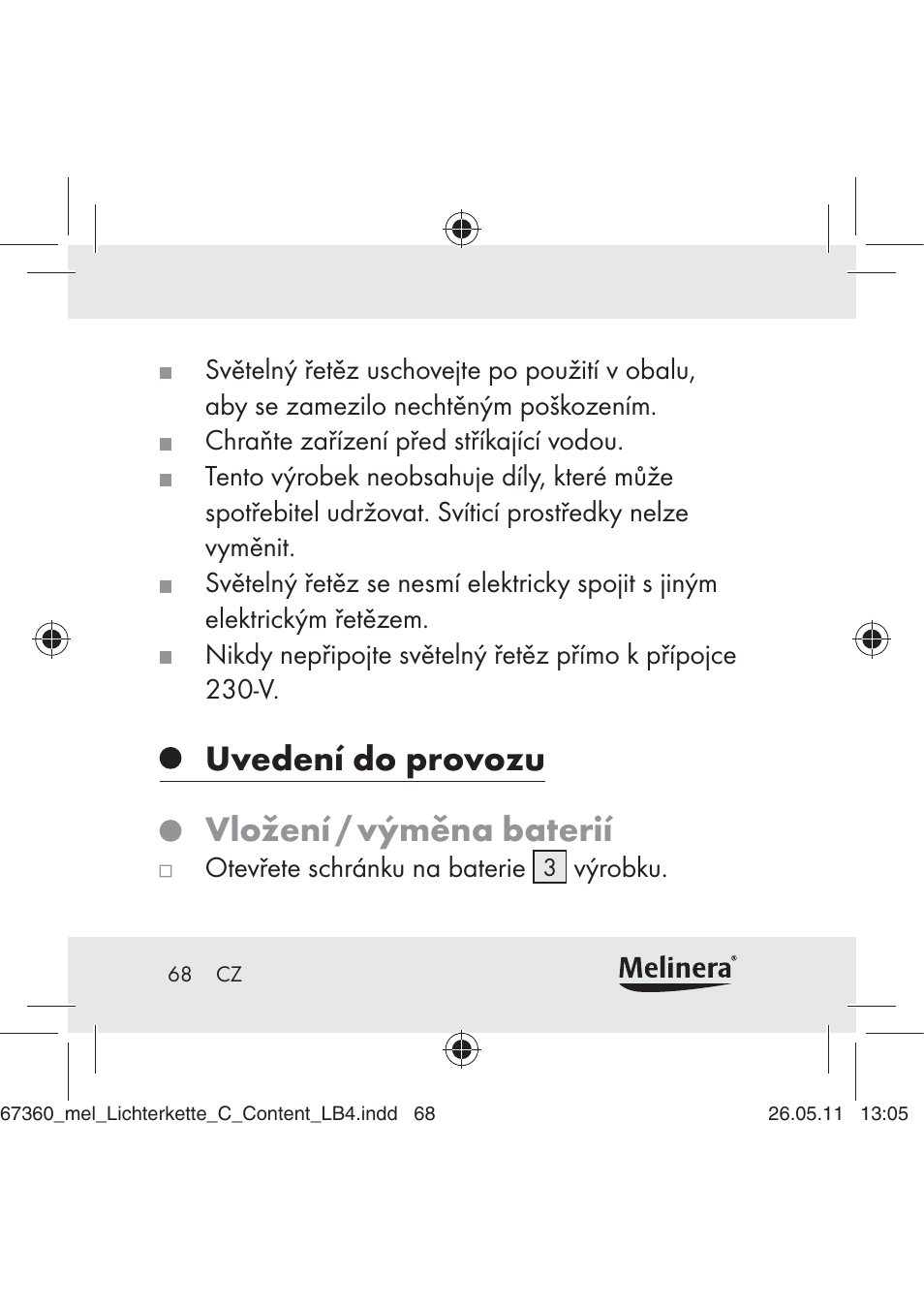 Uvedení do provozu vložení / výměna baterií | Melinera Z30316C User Manual | Page 66 / 98