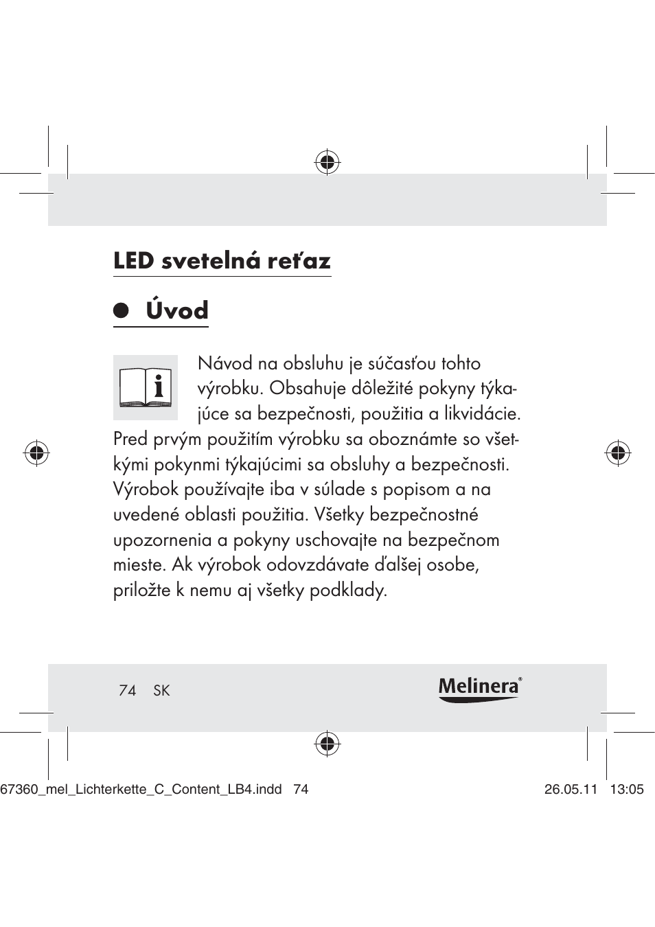 Led svetelná reťaz úvod | Melinera Z30316C User Manual | Page 72 / 98