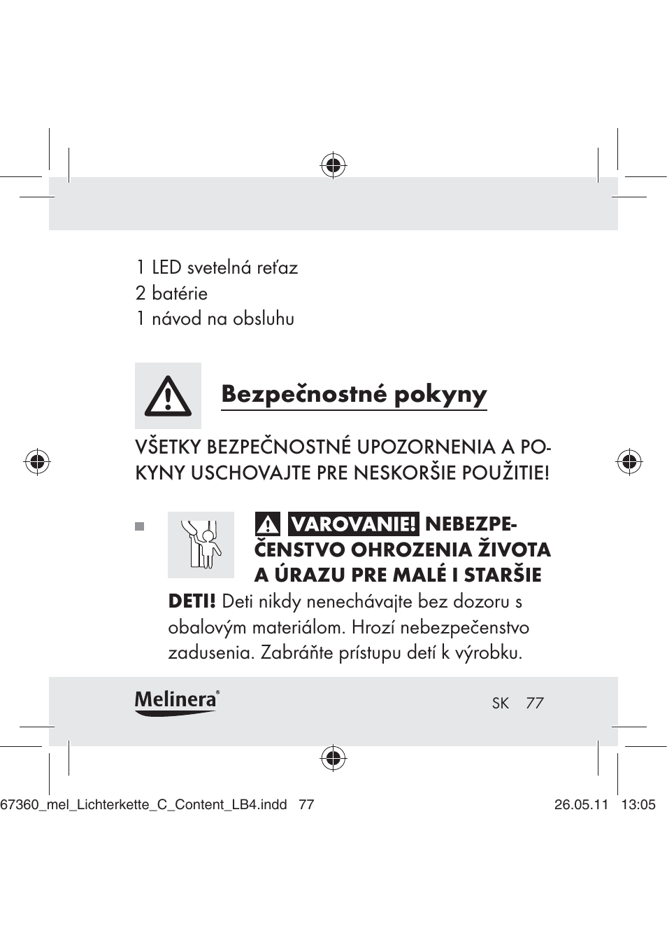 Bezpečnostné pokyny | Melinera Z30316C User Manual | Page 75 / 98