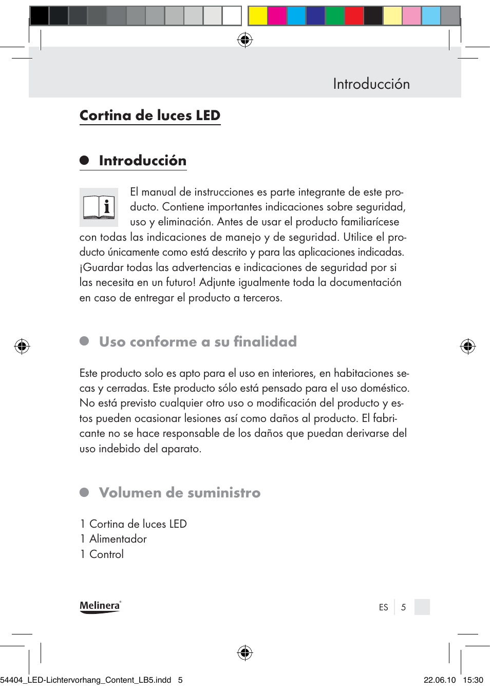 Introducción, Cortina de luces led, Uso conforme a su ﬁnalidad | Volumen de suministro | Melinera Z30253-BS User Manual | Page 3 / 39