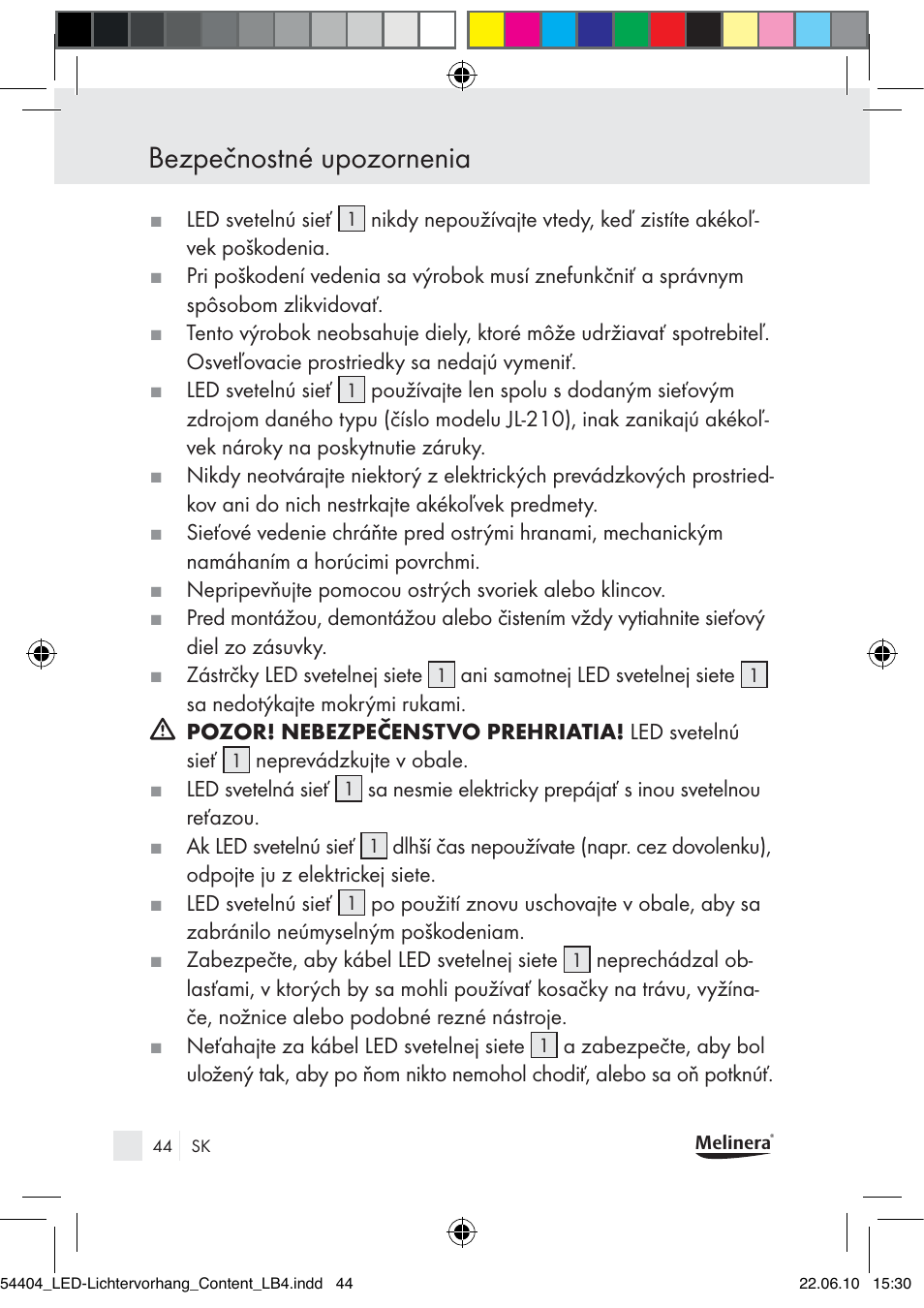Bezpečnostné upozornenia | Melinera Z30253-BS User Manual | Page 42 / 52