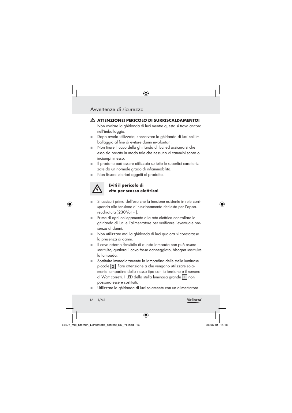 Avvertenze di sicurezza | Melinera Z30171 User Manual | Page 14 / 41