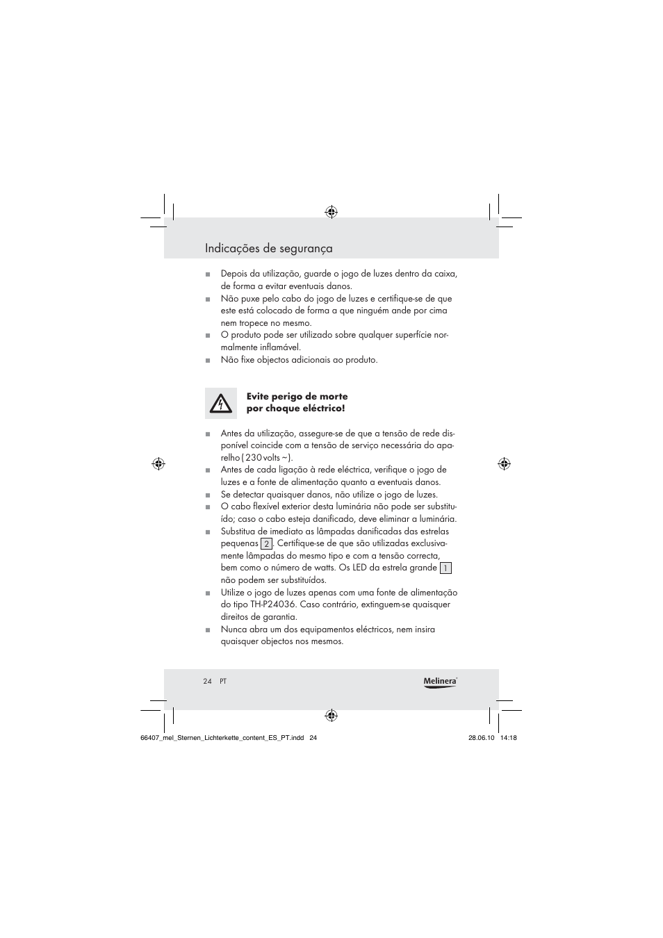 Indicações de segurança | Melinera Z30171 User Manual | Page 22 / 41