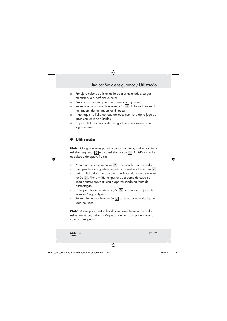 Indicações d e se gurança / utilização, Utilização | Melinera Z30171 User Manual | Page 23 / 41