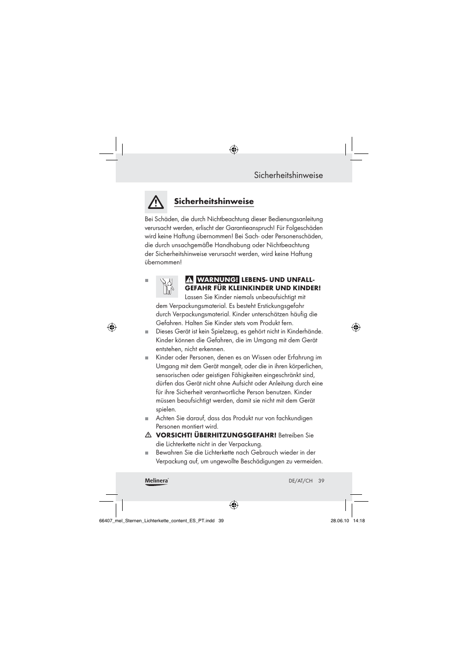 Sicherheitshinweise | Melinera Z30171 User Manual | Page 37 / 41