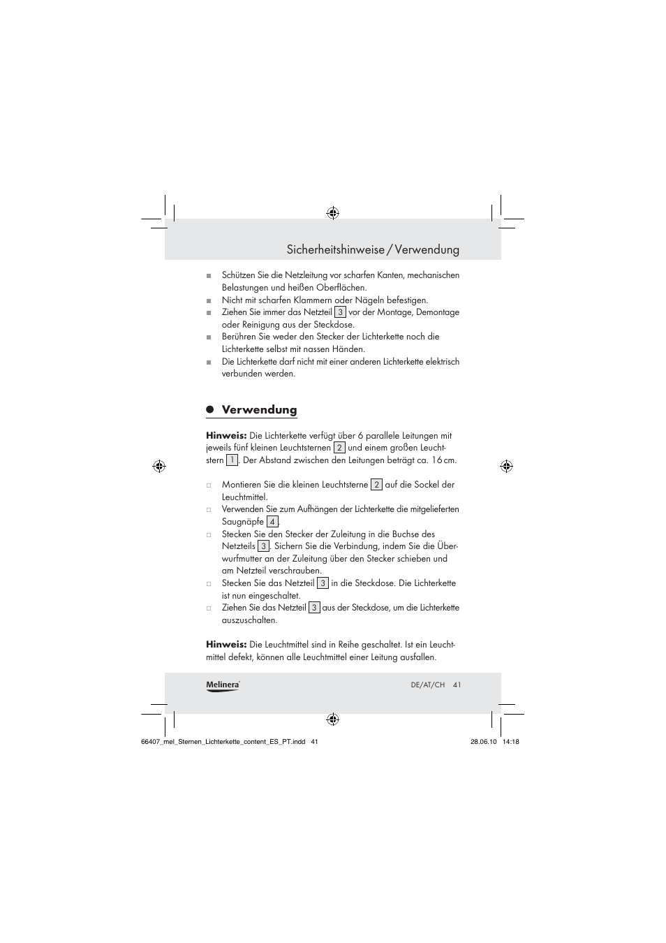 Sicherheitshinweise / verwendung, Verwendung | Melinera Z30171 User Manual | Page 39 / 41