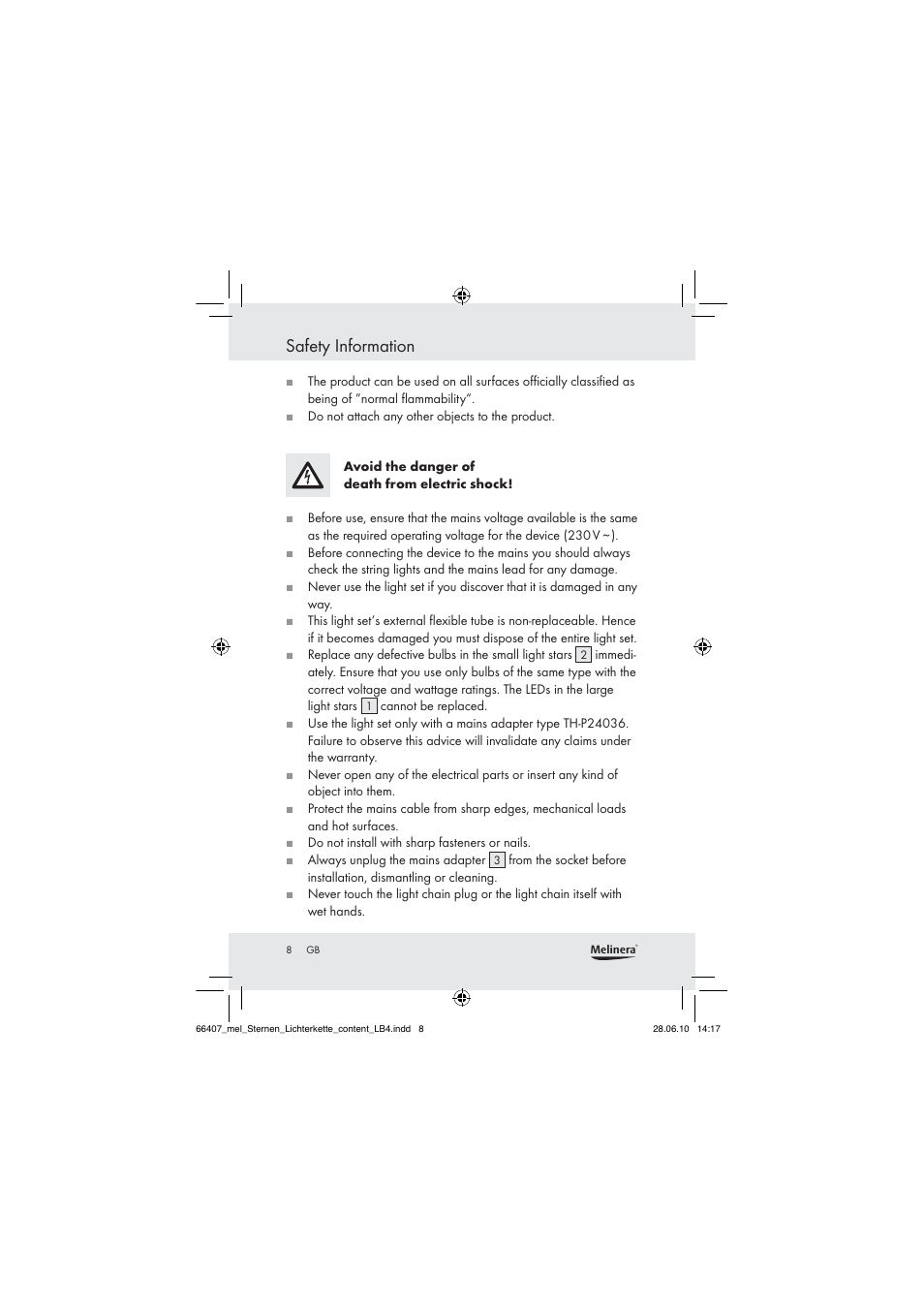 Safety information | Melinera Z30171 User Manual | Page 6 / 60