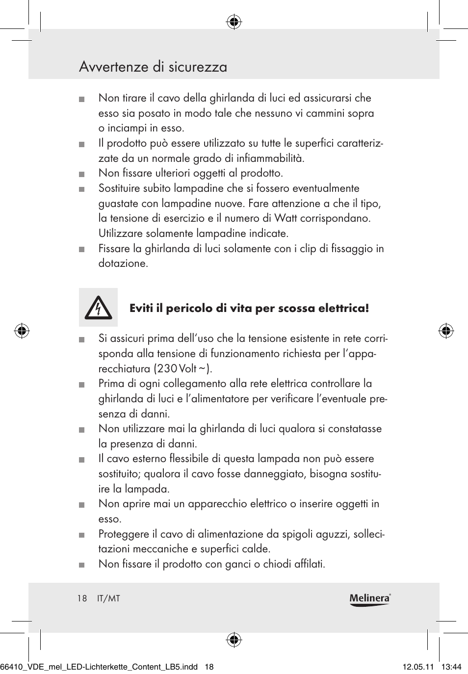Avvertenze di sicurezza | Melinera Z30233A-BS/Z30233B-BS User Manual | Page 16 / 49