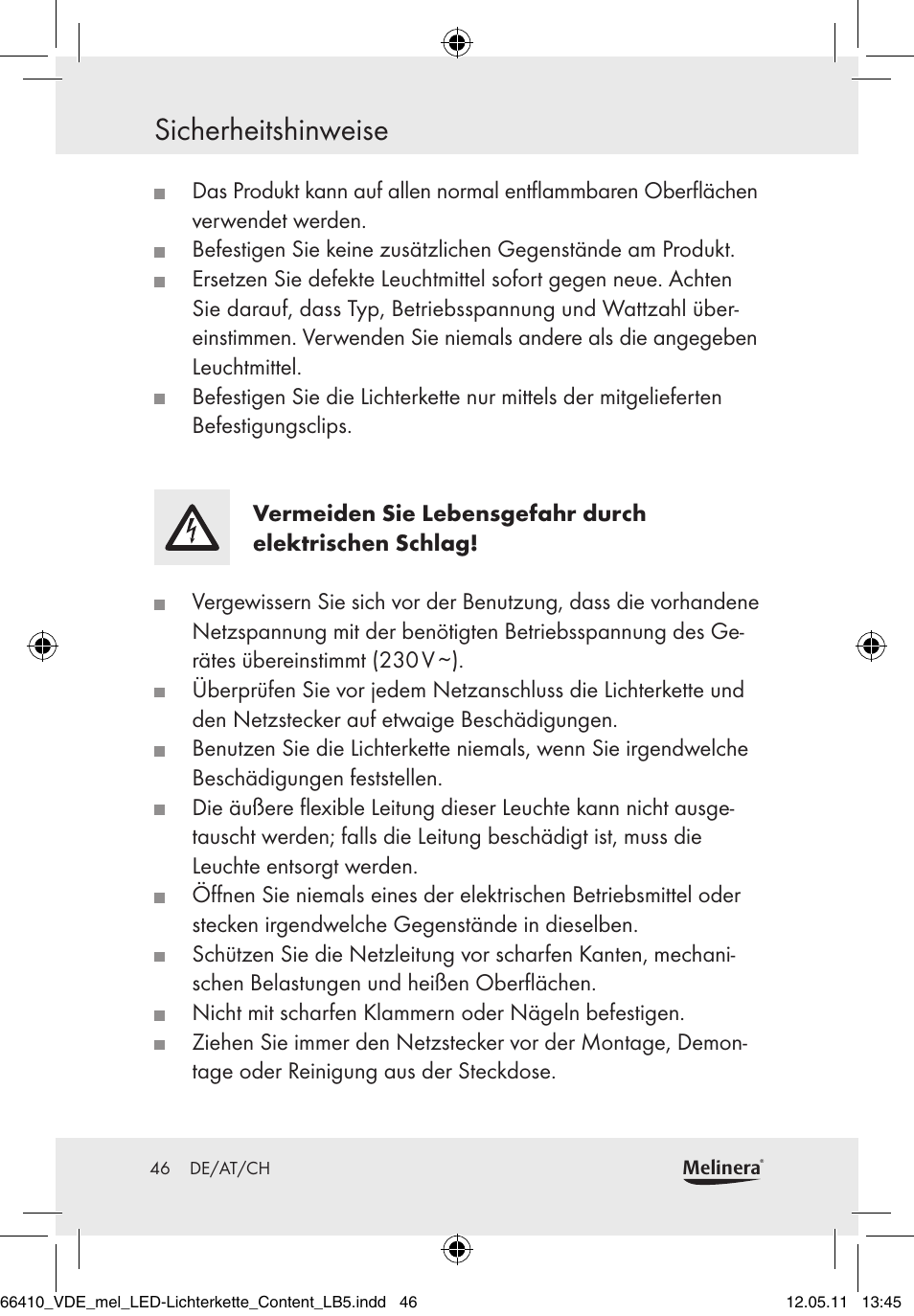 Sicherheitshinweise | Melinera Z30233A-BS/Z30233B-BS User Manual | Page 44 / 49