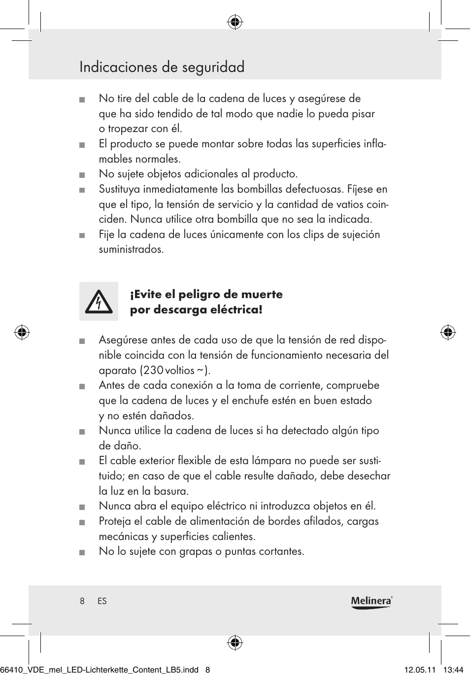 Indicaciones de seguridad | Melinera Z30233A-BS/Z30233B-BS User Manual | Page 6 / 49
