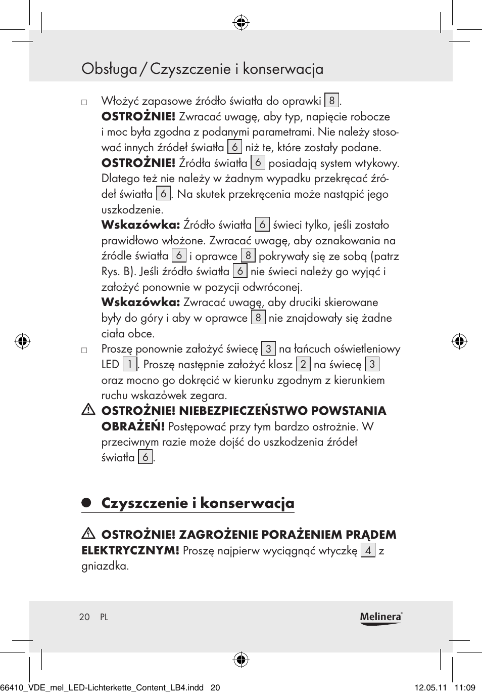 Obsługa / czyszczenie i konserwacja, Czyszczenie i konserwacja | Melinera Z30233A-BS/Z30233B-BS User Manual | Page 18 / 68