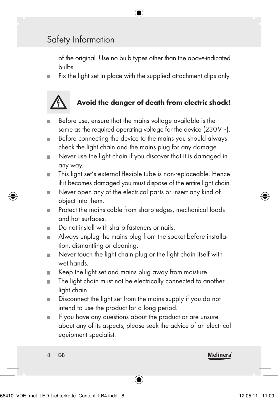 Safety information | Melinera Z30233A-BS/Z30233B-BS User Manual | Page 6 / 68