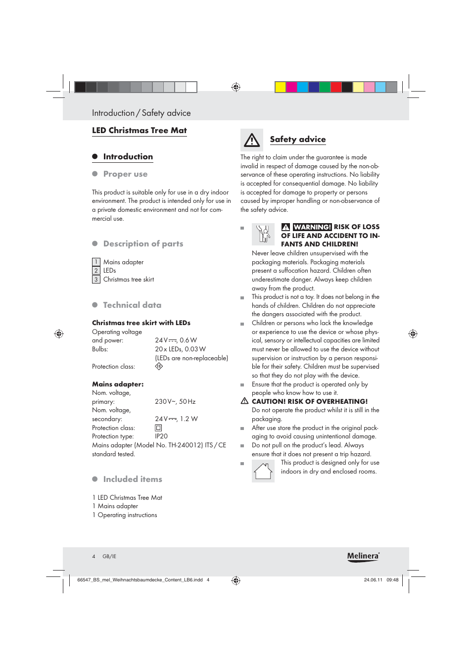 Introduction / safety advice | Melinera Z30899A-BS User Manual | Page 2 / 4